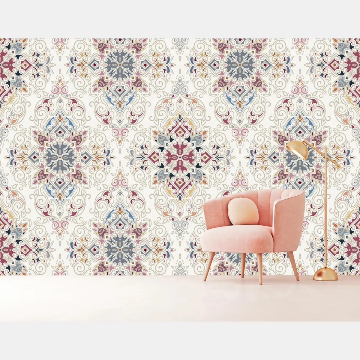 Fototapete ornamentales vintage-damastmuster – Pixers®