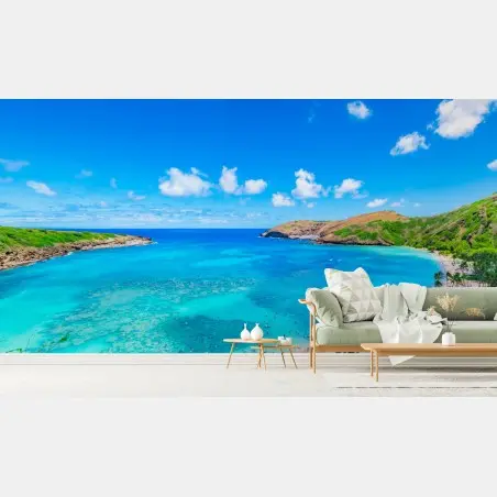 Fototapete tropische türkisfarbene bucht panorama – Pixers®