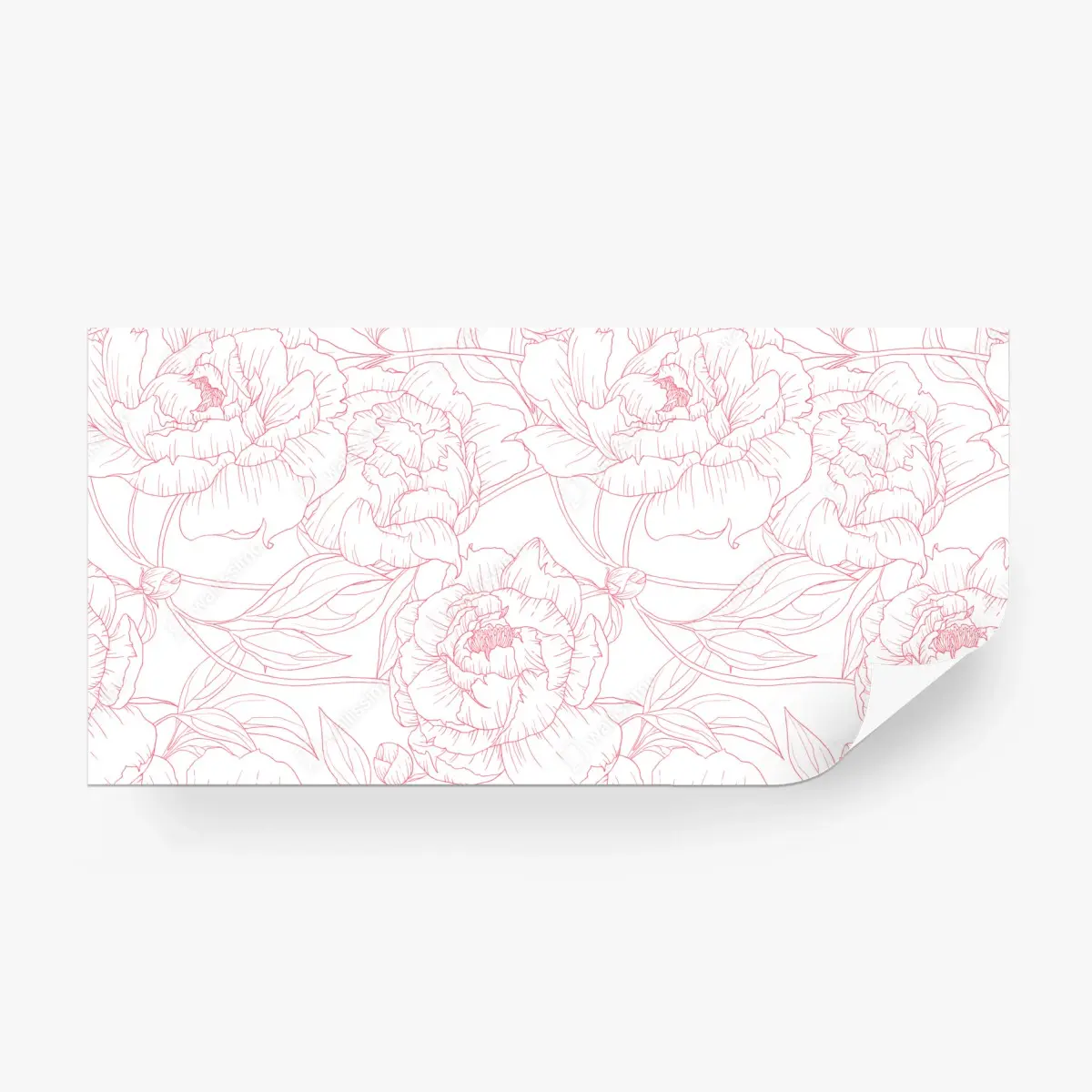 Fototapete zartes rosa paeonien-line-art-muster – Pixers®