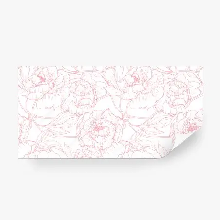Fototapete zartes rosa paeonien-line-art-muster – Pixers®