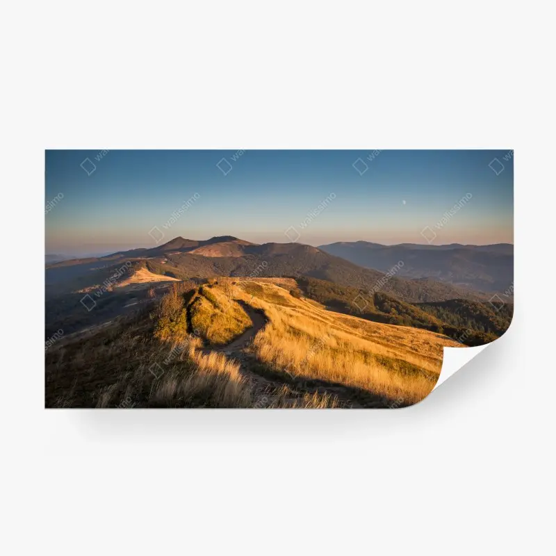 Fototapete goldener bergrücken bei sonnenuntergang