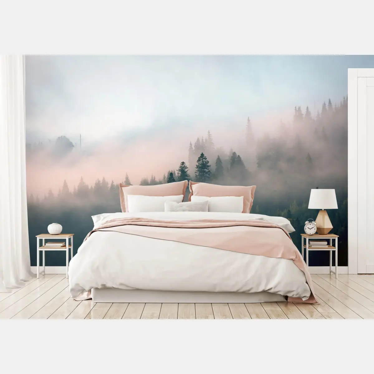Fototapete nebliger morgenwald – Pixers®
