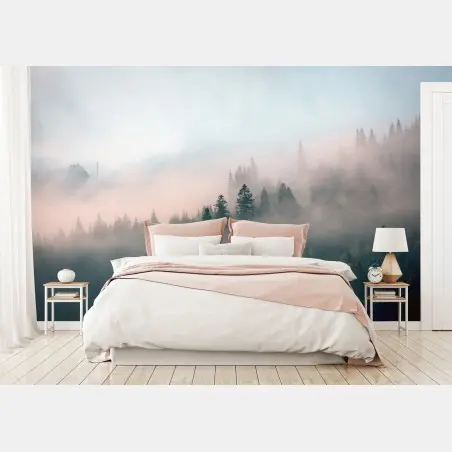 Fototapete nebliger morgenwald – Pixers®