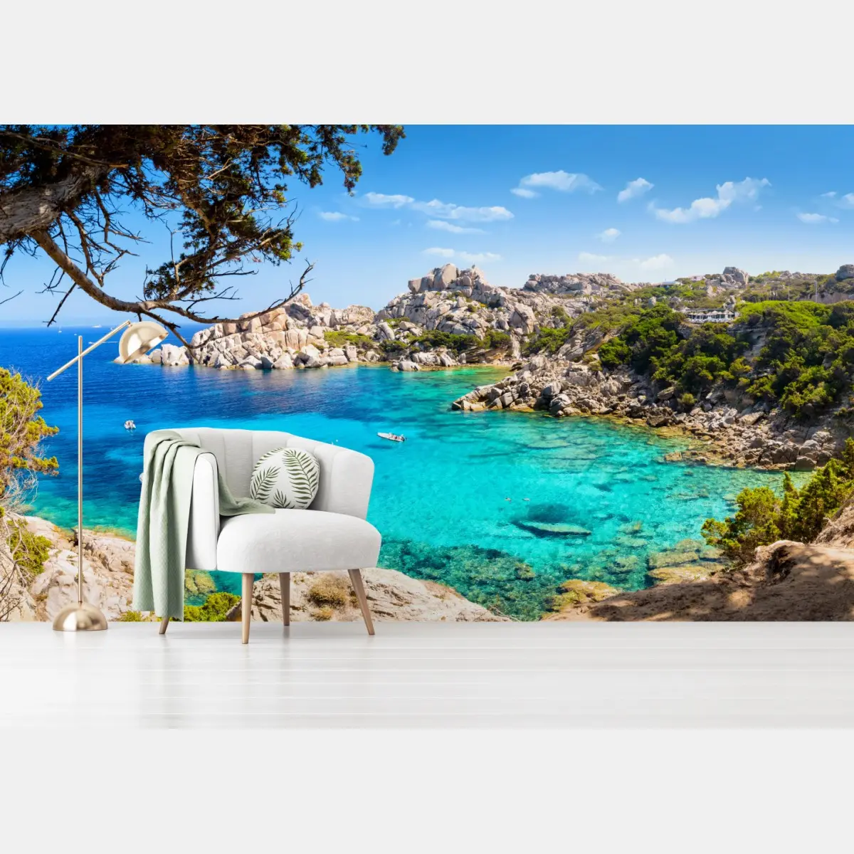 Fototapete türkisfarbene bucht mit felsiger küste – Pixers®