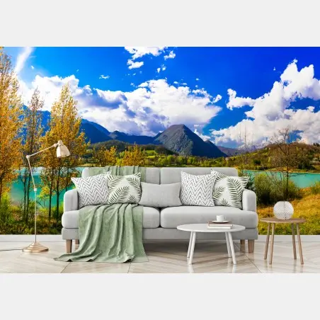 Fototapete türkissee mit berglandschaft – Pixers®