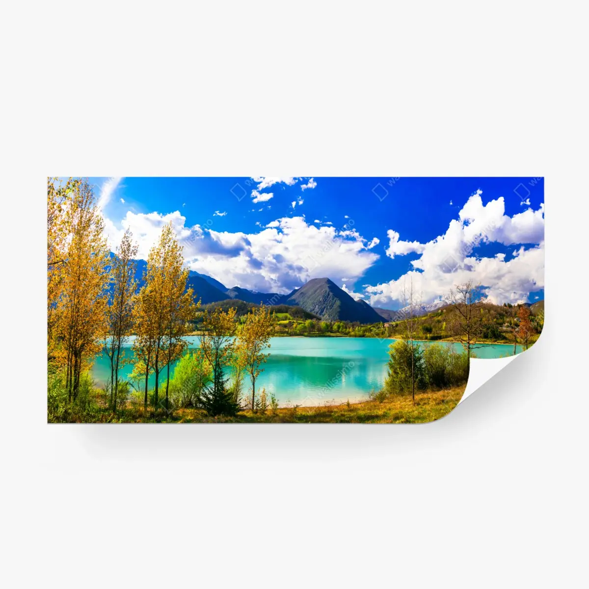 Fototapete türkissee mit berglandschaft – Pixers®