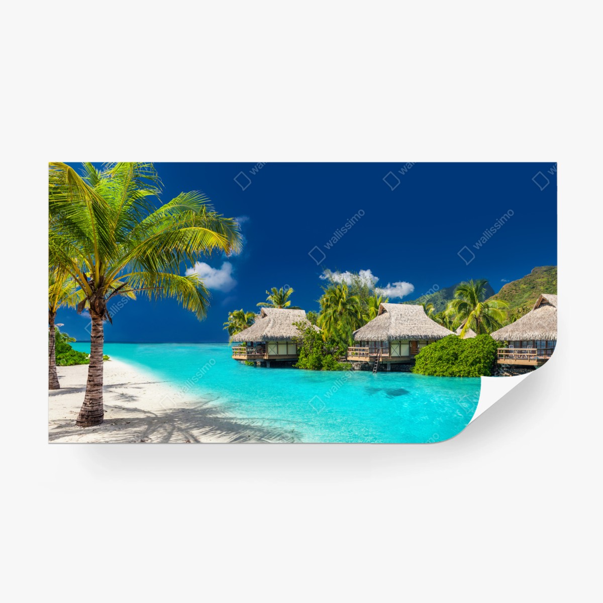 Fototapete tropische bungalows über dem wasser am türkisblauen meer – Pixers®