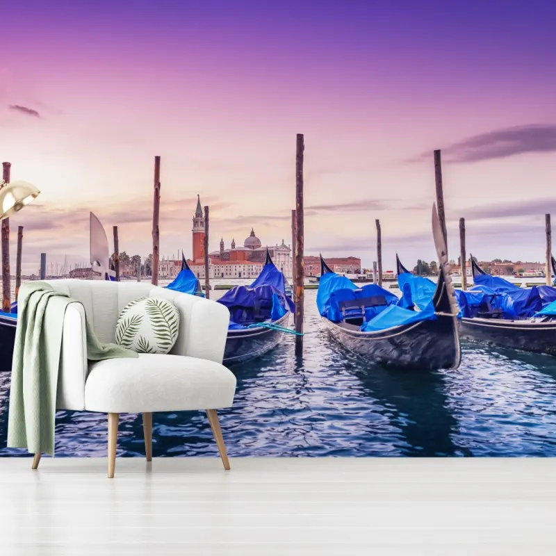Fototapete Venedig gondeln bei sonnenuntergang