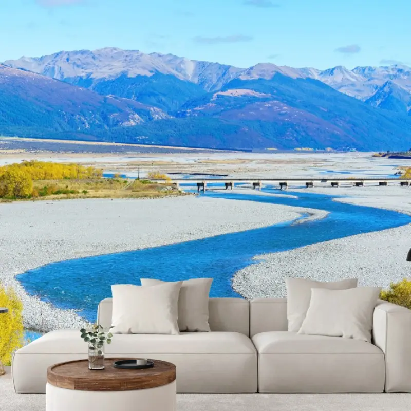Fototapete herbstliche flussbiegung im Arthur's Pass National Park, South Island, New Zealand