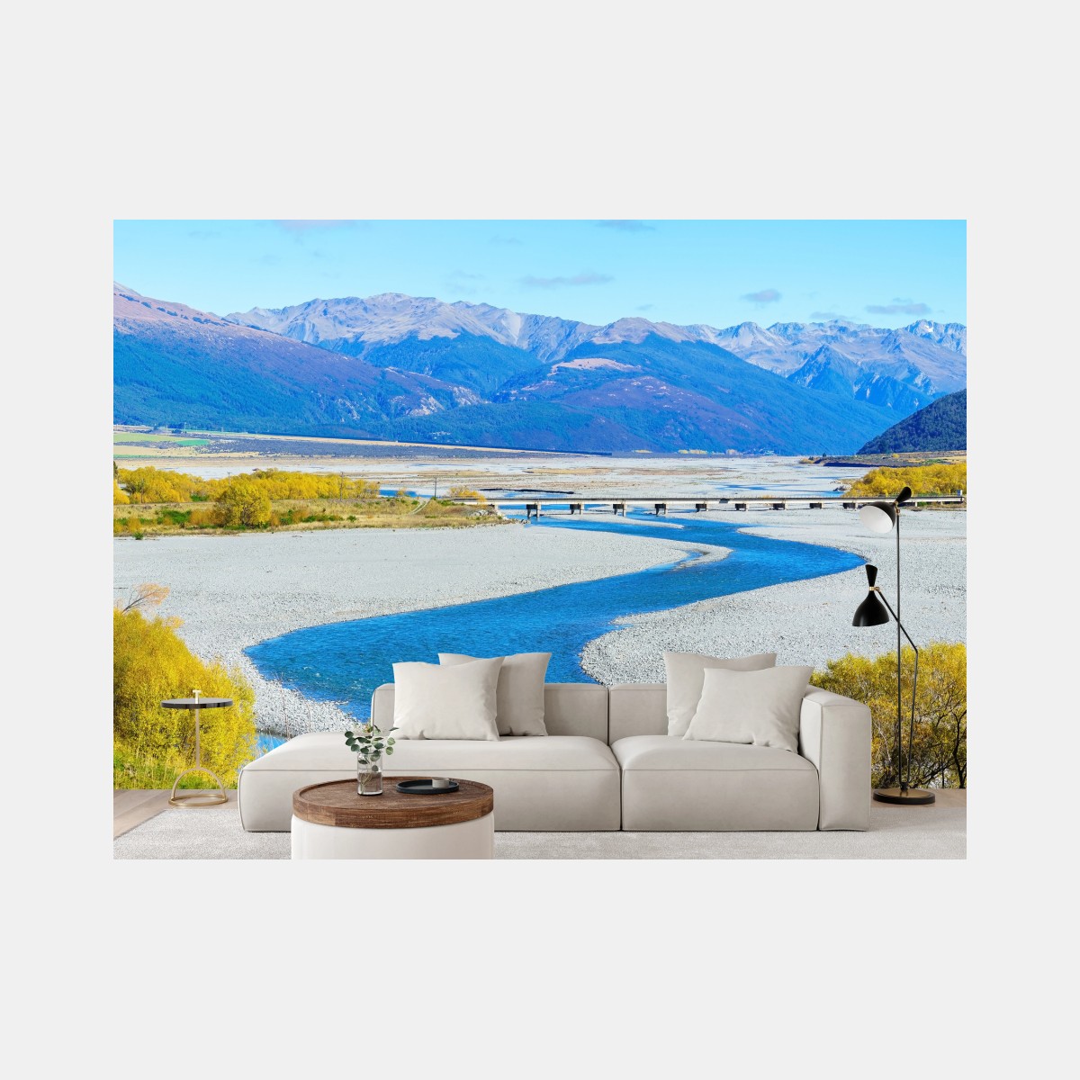 Fototapete herbstliche flussbiegung im Arthur's Pass National Park, South Island, New Zealand – Pixers®