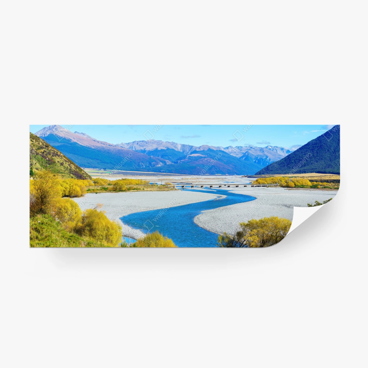 Fototapete herbstliche flussbiegung im Arthur's Pass National Park, South Island, New Zealand – Pixers®