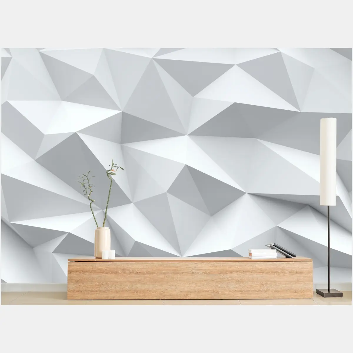 Fototapete weißes dreidimensionales low-poly geometrisches muster – Pixers®