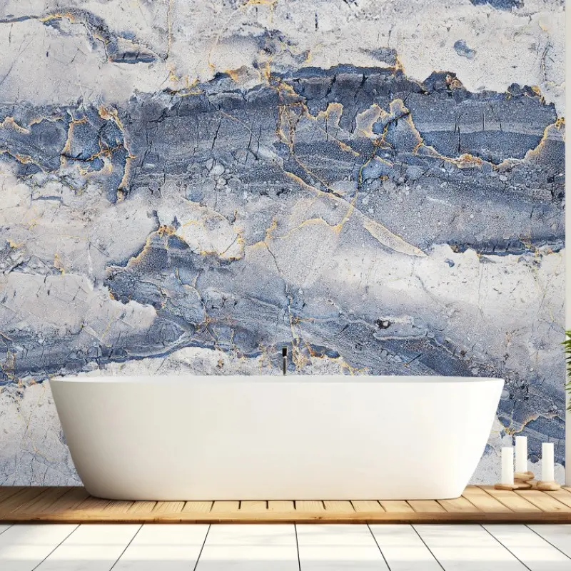 Fototapete blauer marmor mit goldenen adern