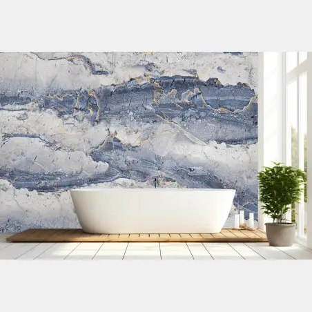 Fototapete blauer marmor mit goldenen adern – Pixers®