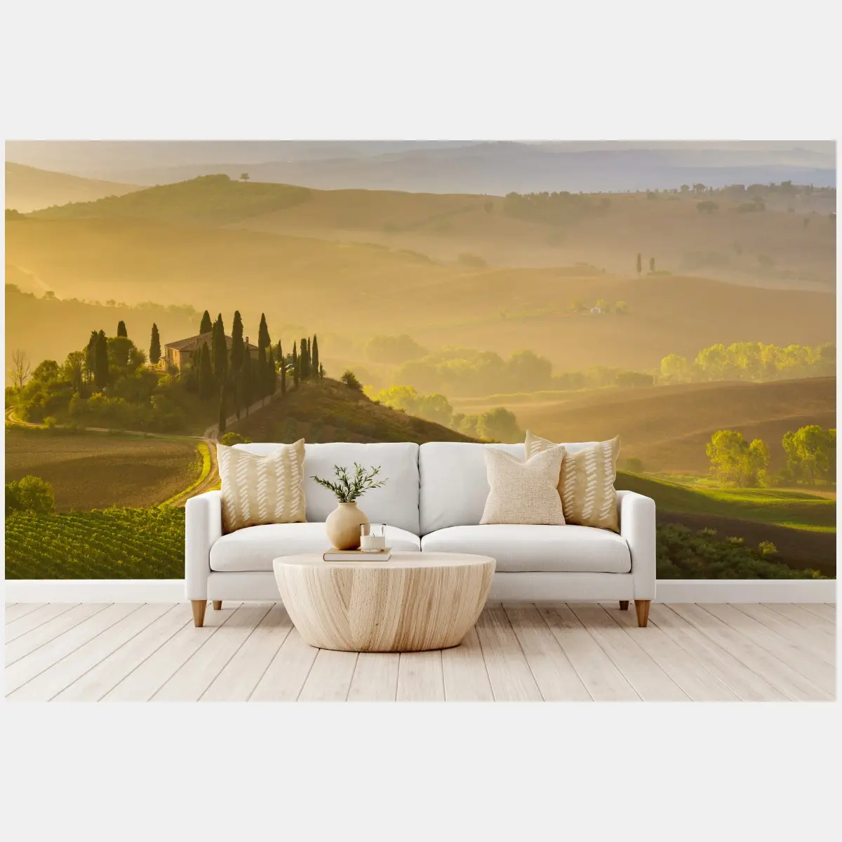 Fototapete nebliger morgen über Val d'Orcia – Pixers®