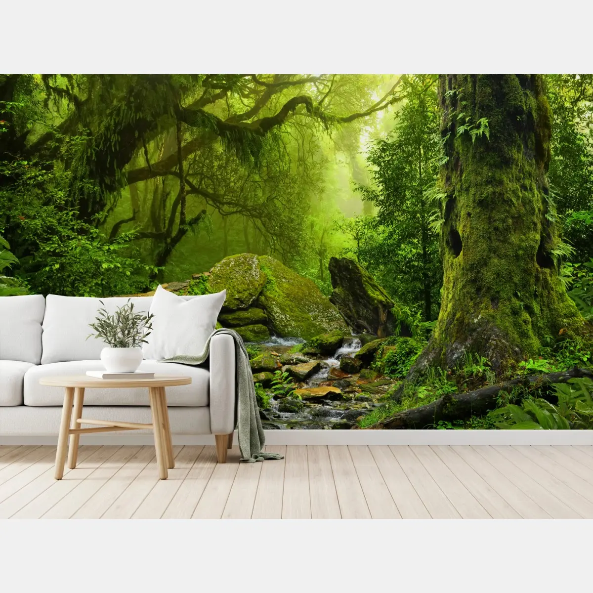 Fototapete moosbedeckter waldbach – Pixers®