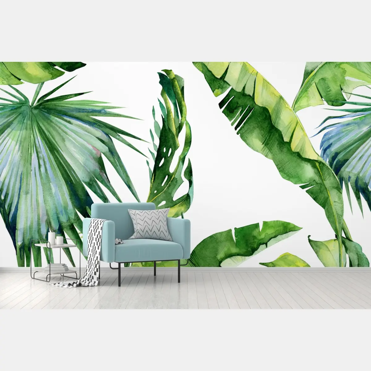 Fototapete tropisches aquarell palmblätter design – Pixers®