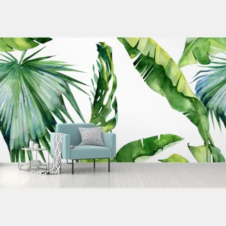 Fototapete tropisches aquarell palmblätter design – Pixers®