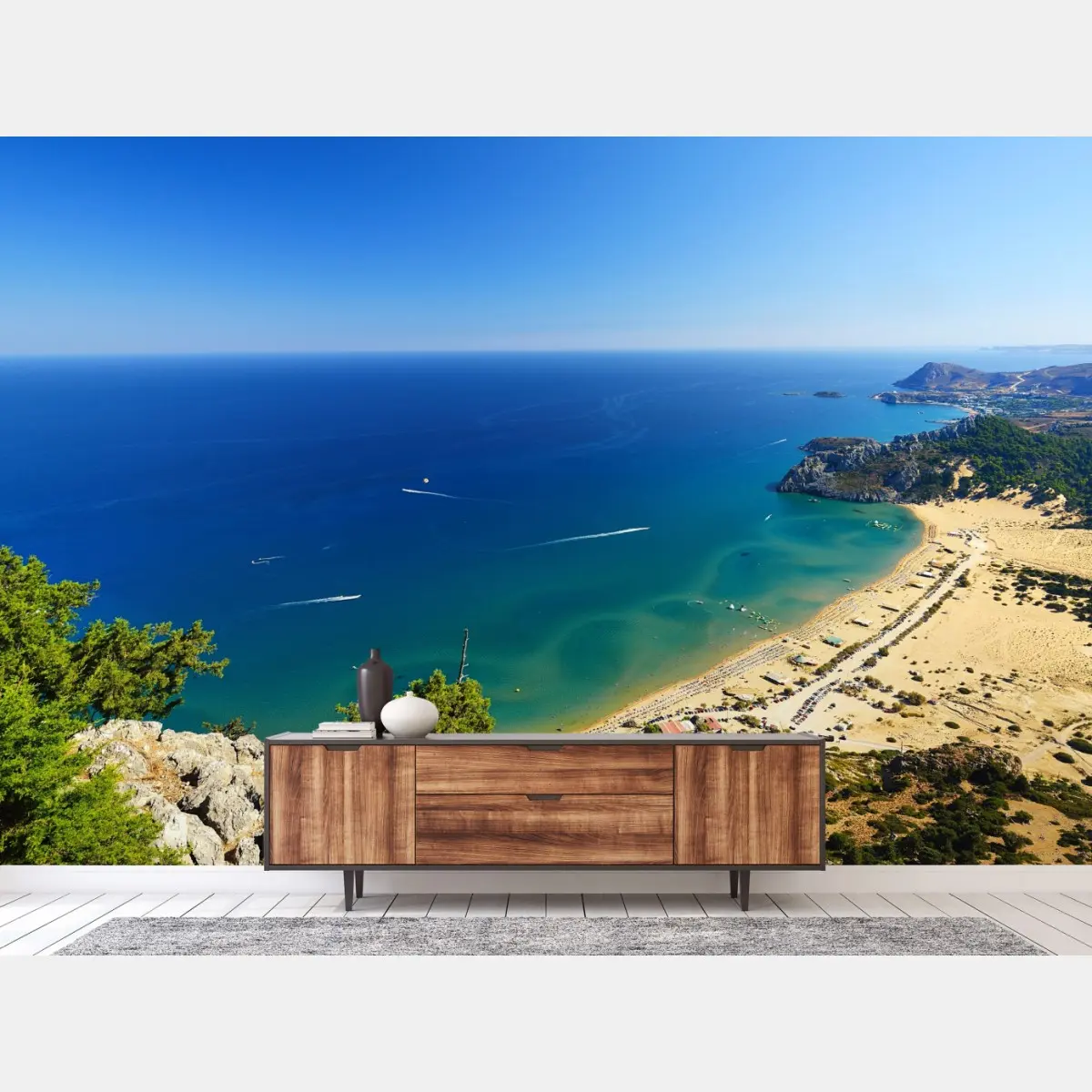 Fototapete ruhige türkisfarbene küstenpanorama – Pixers®