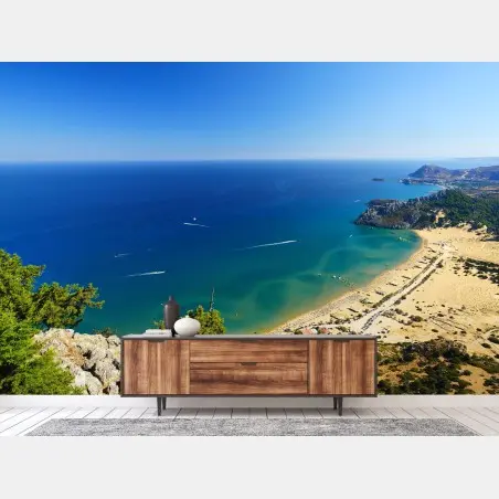 Fototapete ruhige türkisfarbene küstenpanorama – Pixers®
