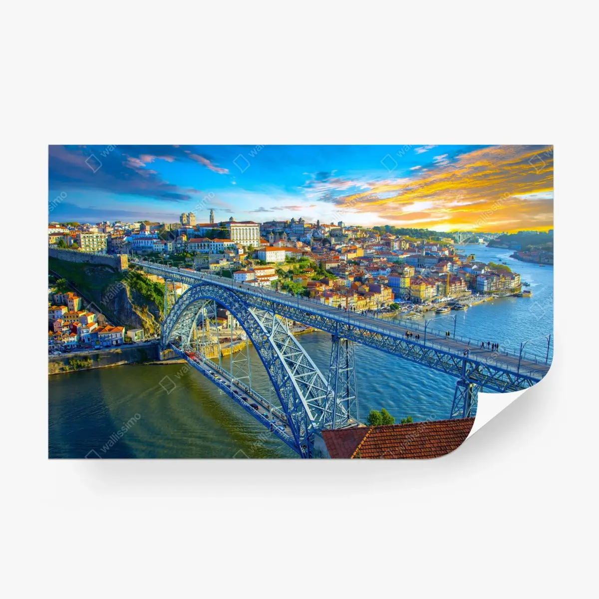 Fototapete sonnige Porto-stadtansicht mit brücke – Pixers®