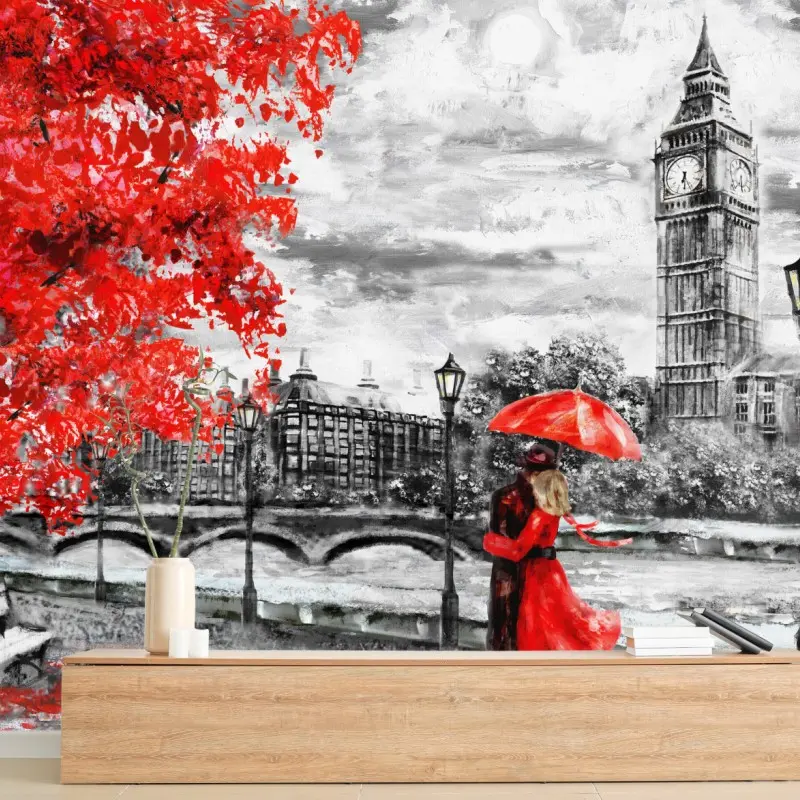 Fototapete romantischer regnerischer abend in London