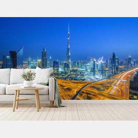 Fototapete Dubai skyline bei dämmerung – Pixers®