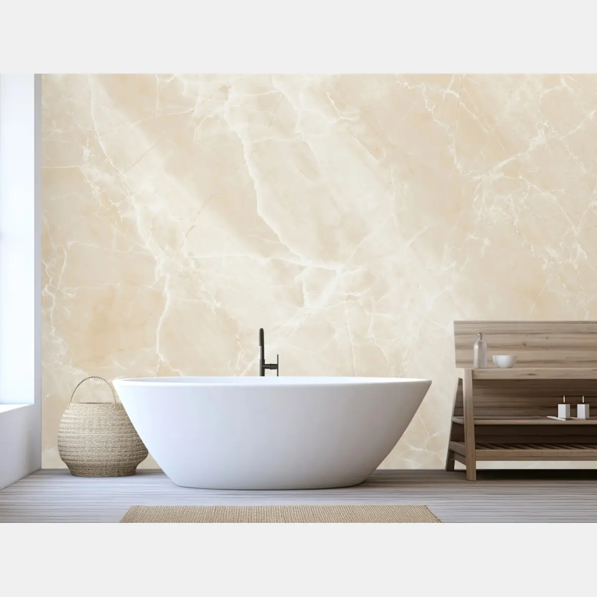 Fototapete beige marmorstruktur mit weißen adern – Pixers®