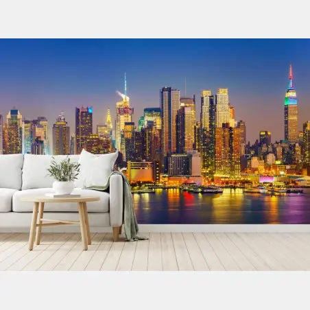 Fototapete Manhattan skyline bei dämmerung – Pixers®