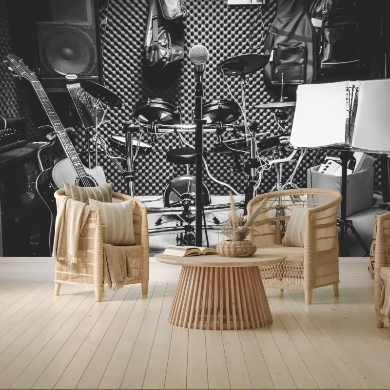 Fototapete monochromes musikstudio