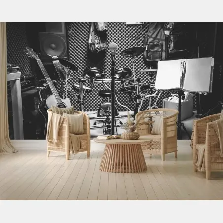 Fototapete monochromes musikstudio – Pixers®