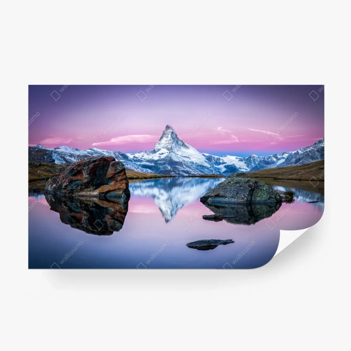 Fototapete majestätischer alpenberg gespiegelt im ruhigen see – Pixers®