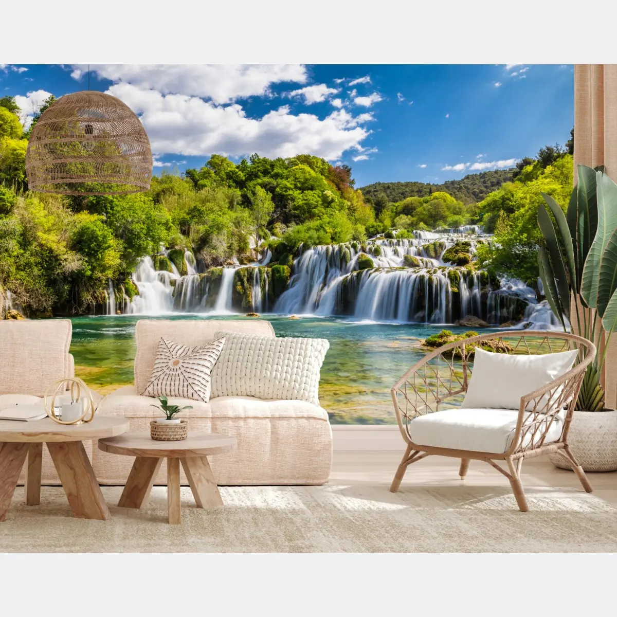 Fototapete ruhiger wasserfall Skradinski Buk im Krka Nationalpark – Pixers®