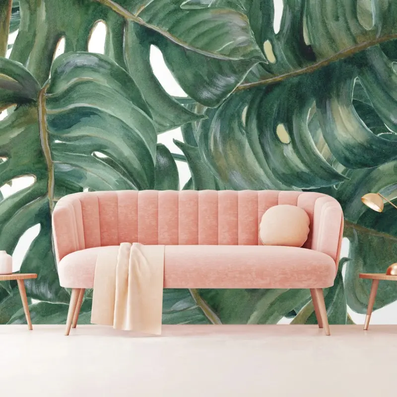 Fototapete monstera blätter in aquarell