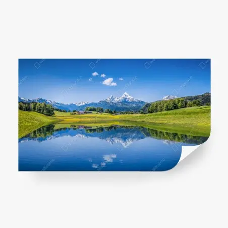 Fototapete alpine spiegelung: ruhige berglandschaft – Pixers®