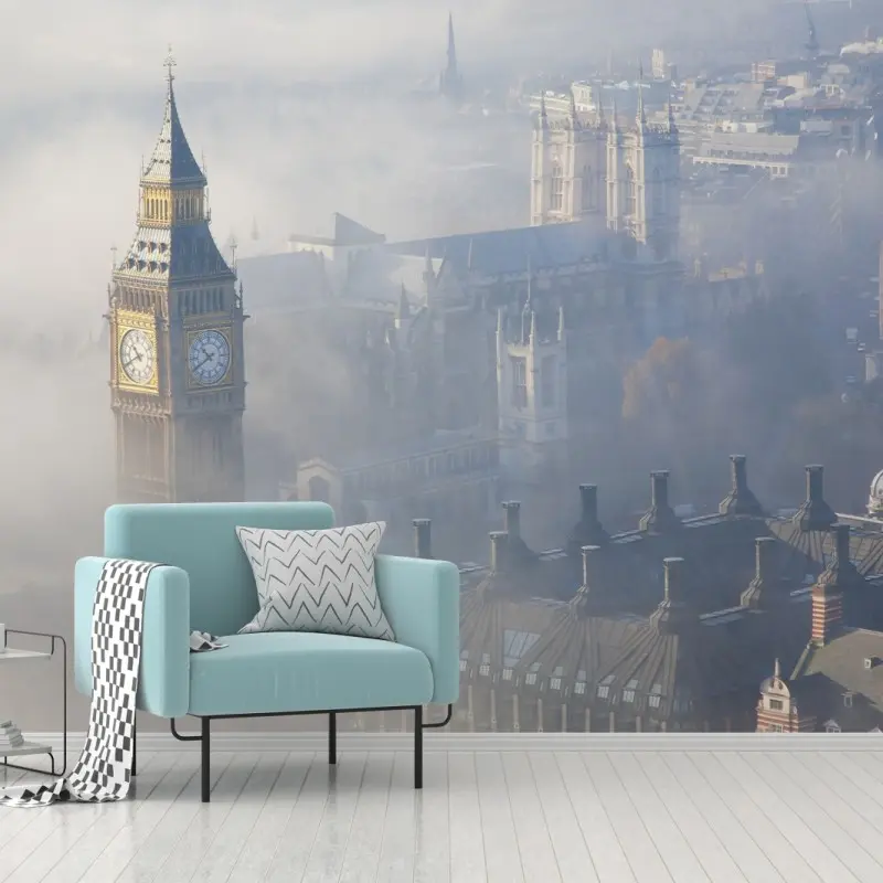 Fototapete neblige luftaufnahme von Big Ben und Palace of Westminster