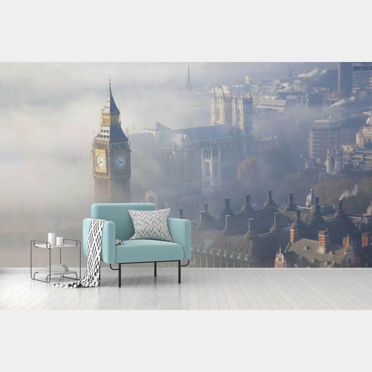 Fototapete neblige luftaufnahme von Big Ben und Palace of Westminster – Pixers®