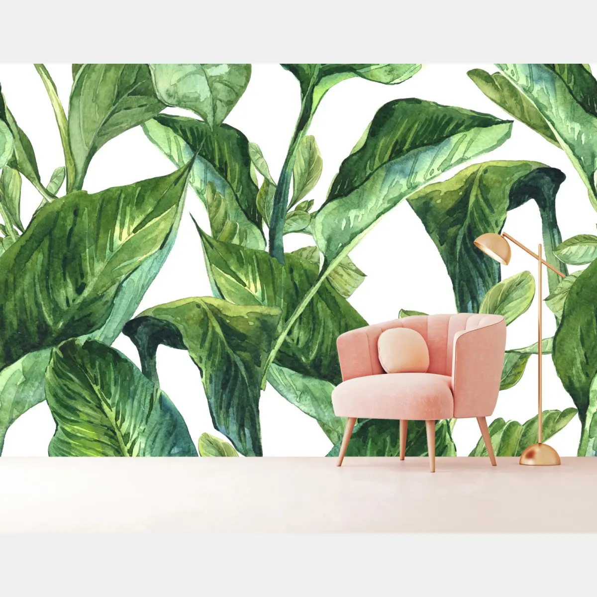 Fototapete üppiges aquarellmuster tropischer blätter – Pixers®