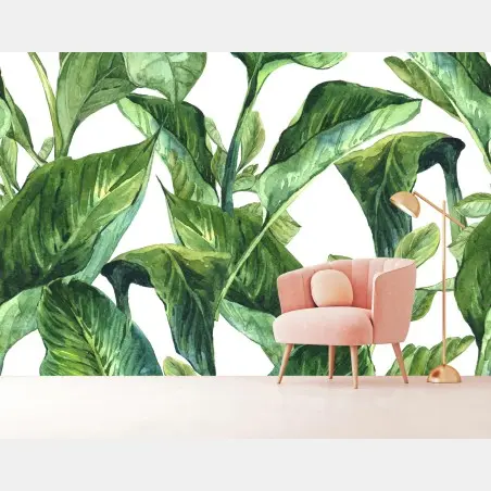 Fototapete üppiges aquarellmuster tropischer blätter – Pixers®