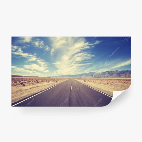 Fototapete vintage landstraße unter weitem himmel – Pixers®