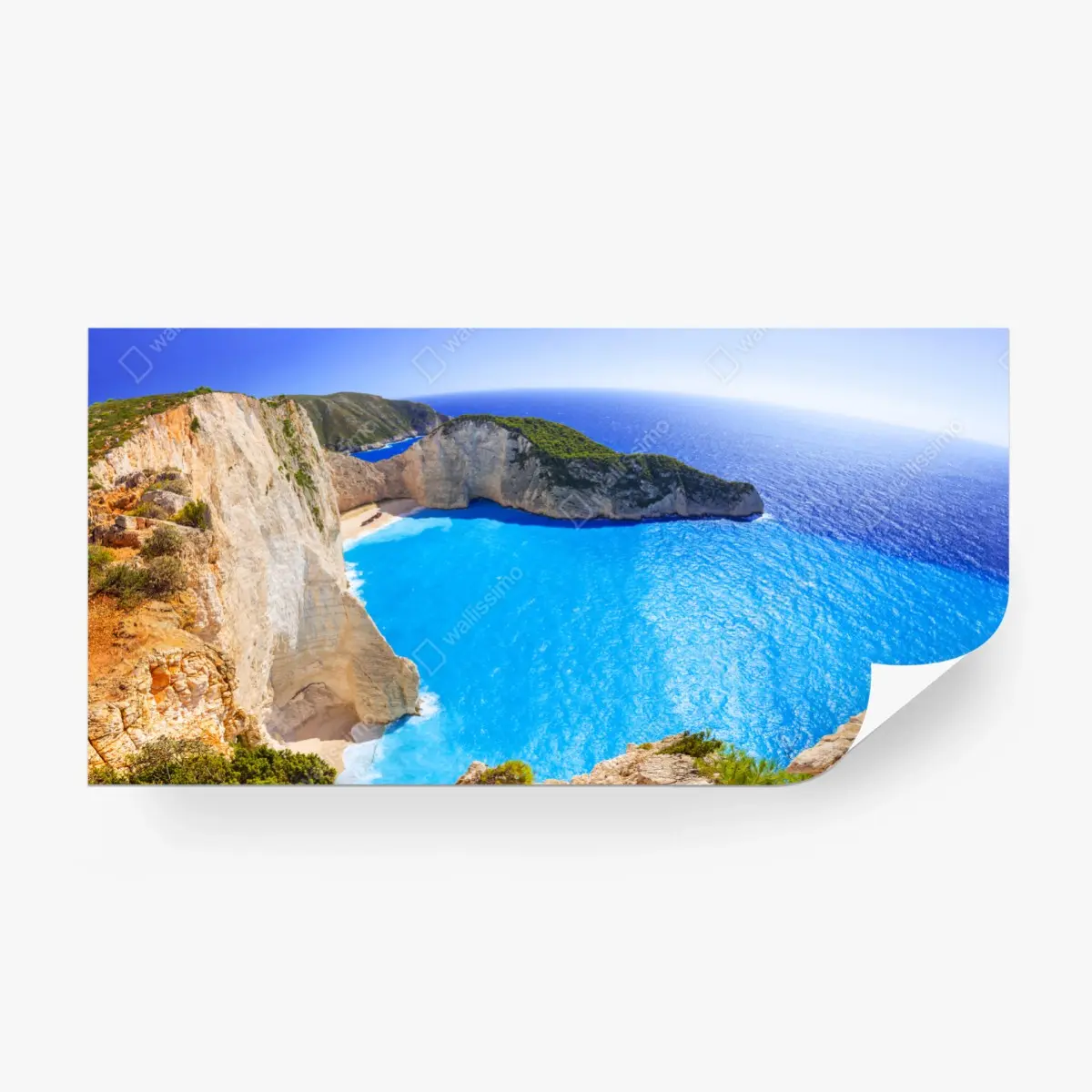 Fototapete türkisblauer klippenstrand panorama – Pixers®