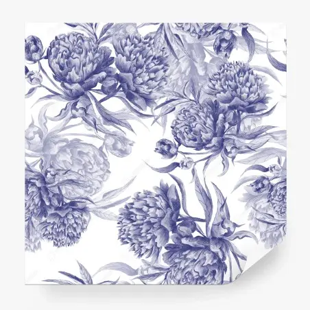 Fototapete blaue pfingstrosen botanisches muster – Pixers®
