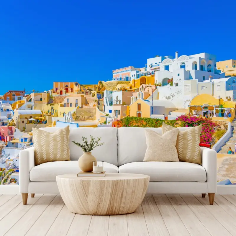 Fototapete sonniges Dorf Oia, Santorini