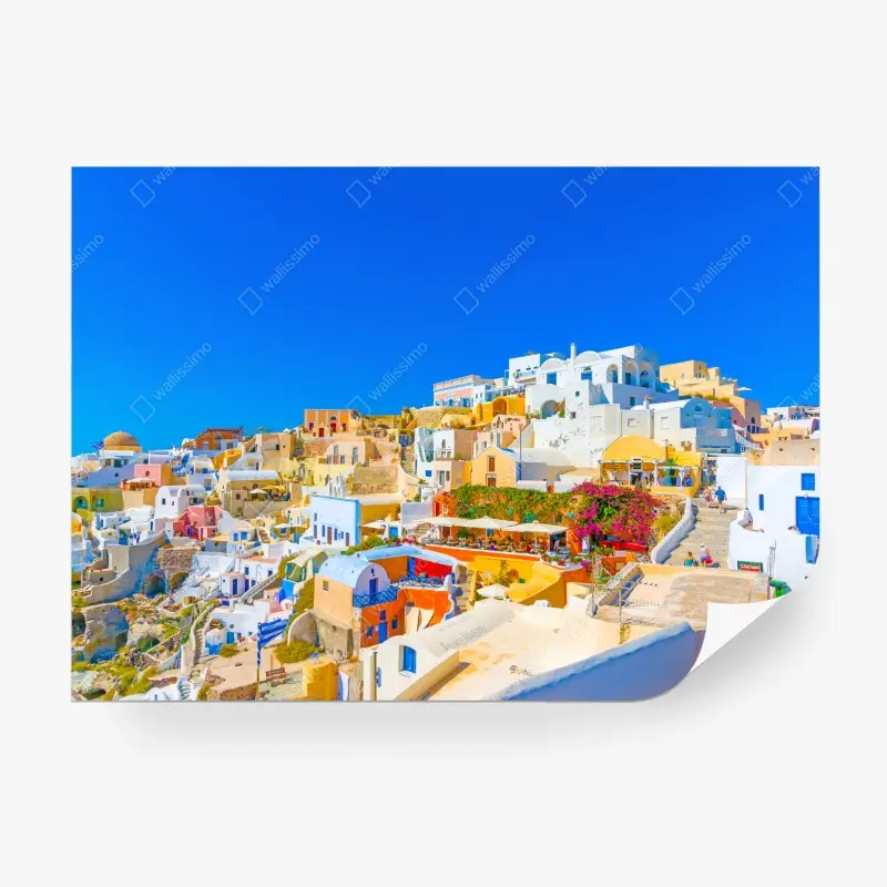 Fototapete sonniges Dorf Oia, Santorini