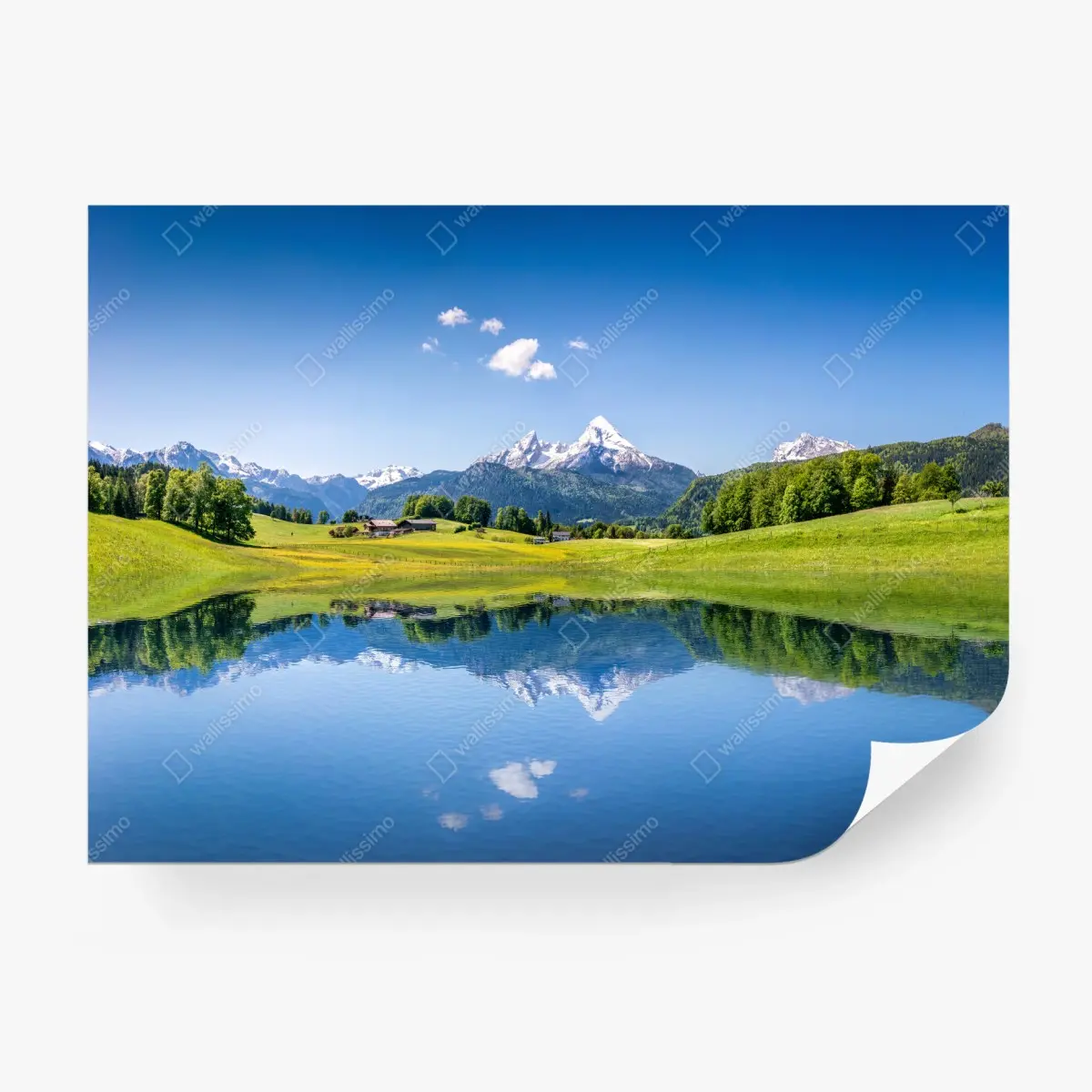 Fototapete alpenpanorama mit spiegelung im see – Pixers®