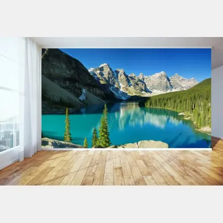 Fototapete ruhiger türkisfarbener bergsee – Pixers®