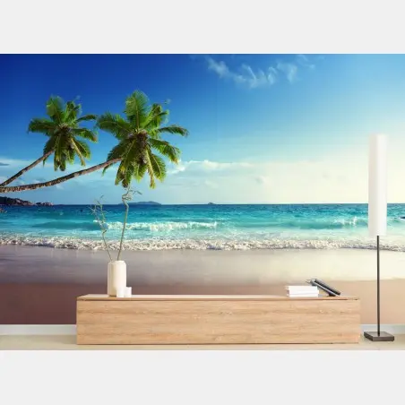 Fototapete tropischer Karibikstrand bei sonnenuntergang – Pixers®