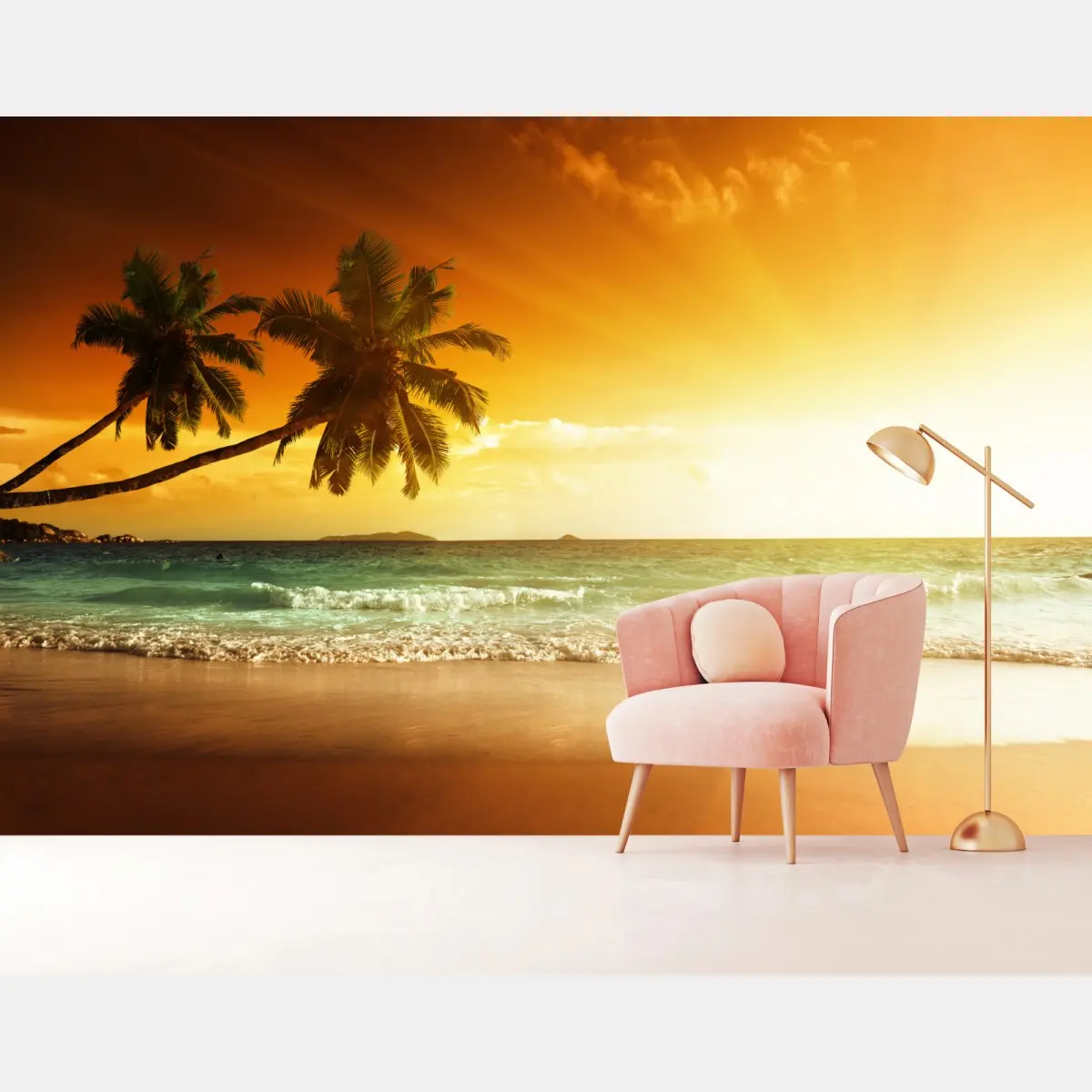 Fototapete tropischer sonnenuntergang am strand – Pixers®
