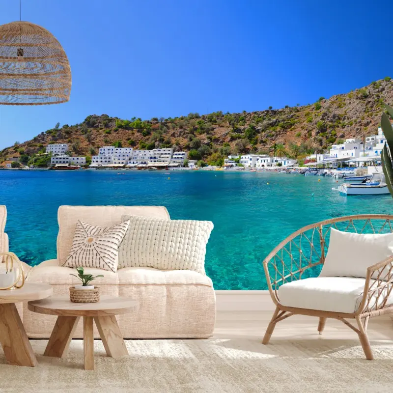 Fototapete sonnige mediterrane bucht mit türkiswasser
