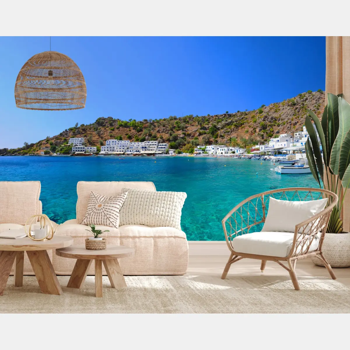 Fototapete sonnige mediterrane bucht mit türkiswasser – Pixers®